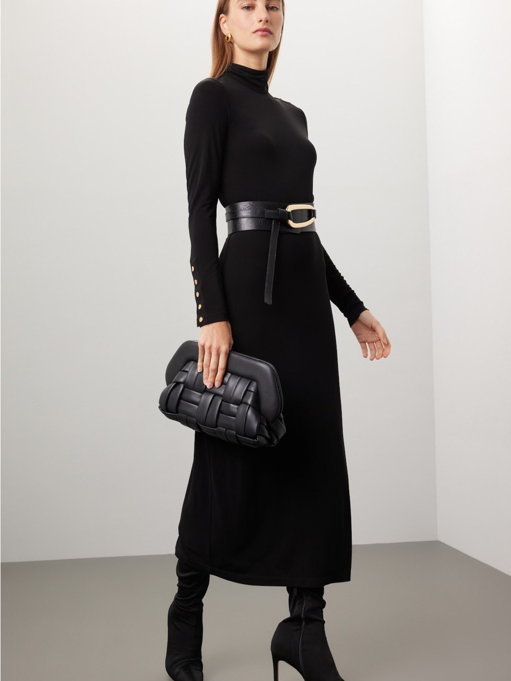 Tory Burch Black Long Sleeve Turtleneck Maxi Dress size small